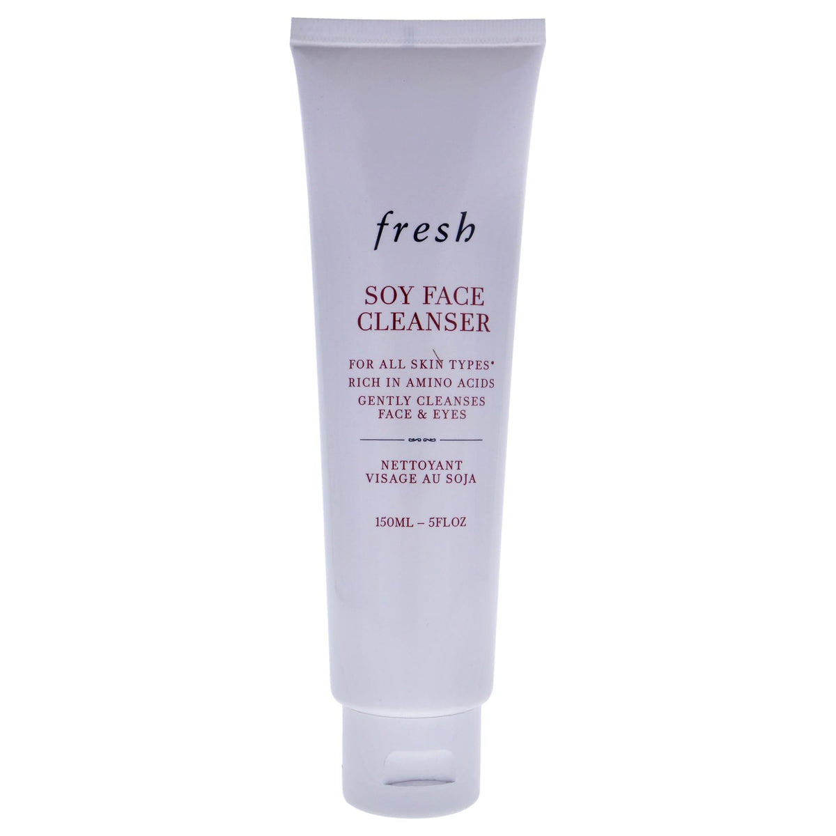 Fresh Soy Face Cleanser bottle demonstrates a gentle daily cleanse for all skin types.