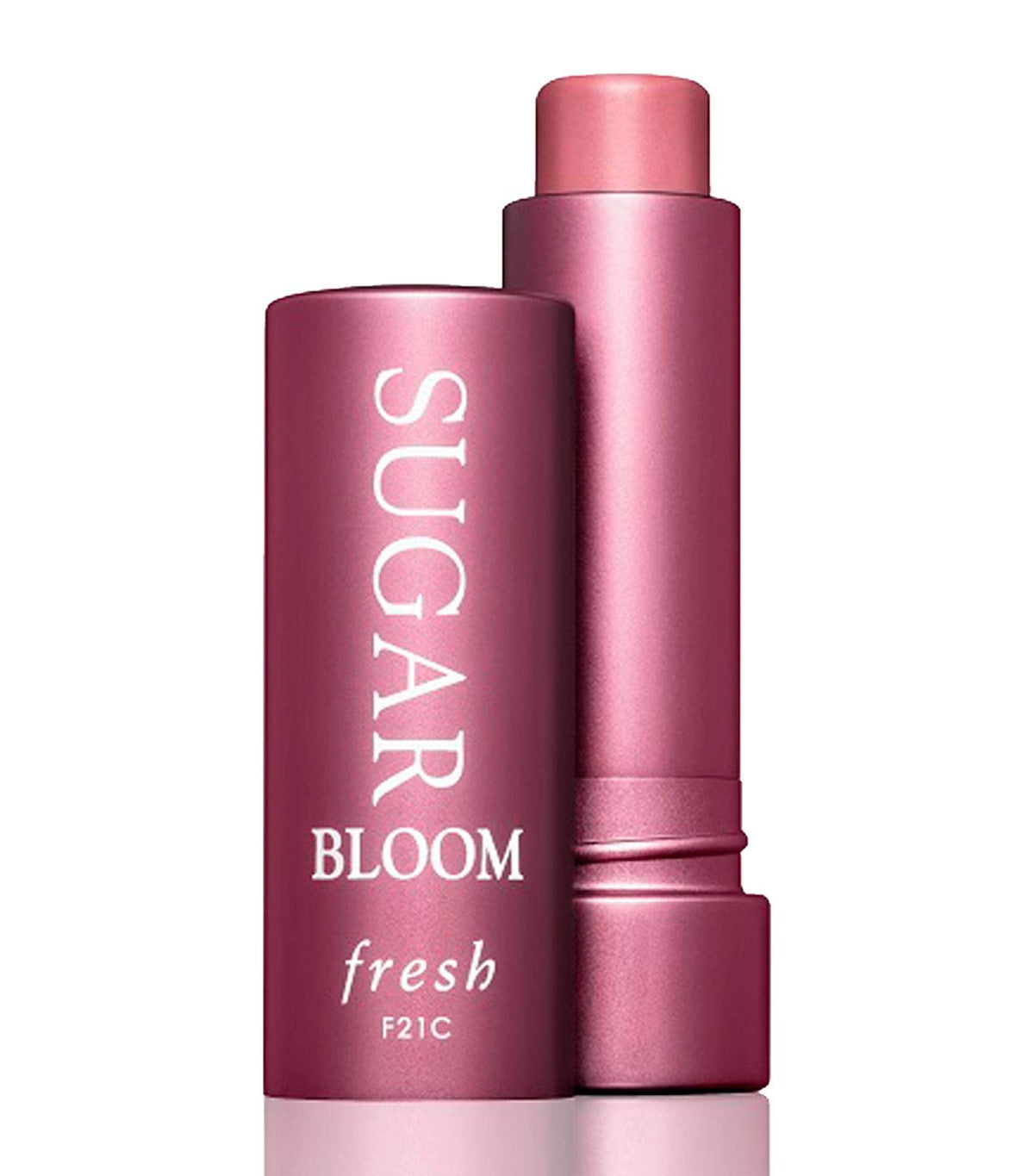 Fresh Sugar Bloom tinted lip treatment SPF 15 swatch on lips delivering hydration and sheer color.