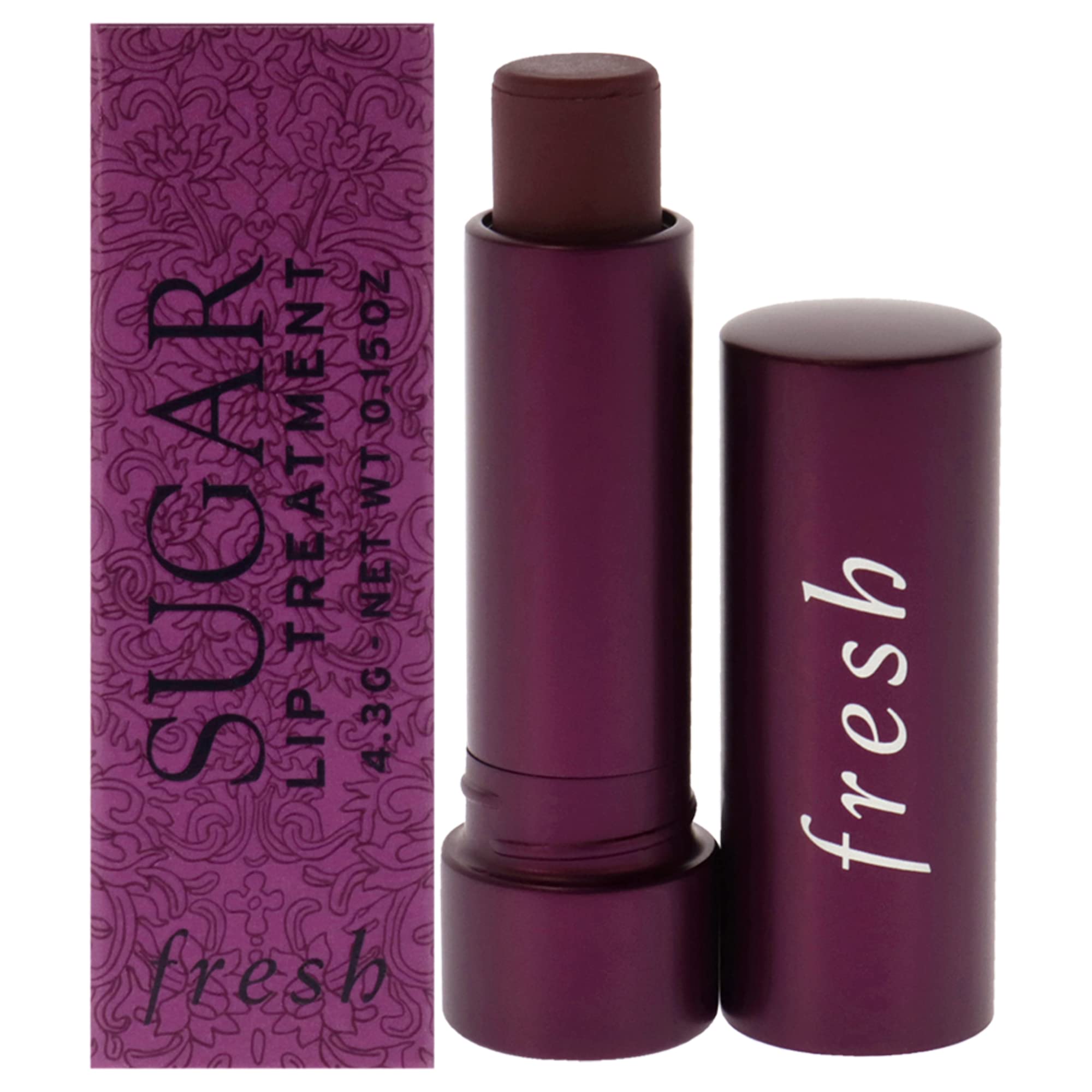 Fresh Sugar Lip Treatment Berry tint closeup shows moisturized, plump-looking lips