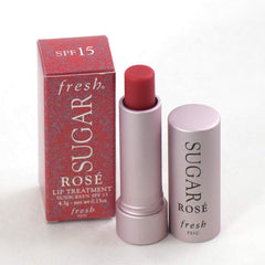 Fresh Sugar Lip Treatment SPF 15 Rose packaging shot emphasizes on-the-go lip care with SPF.