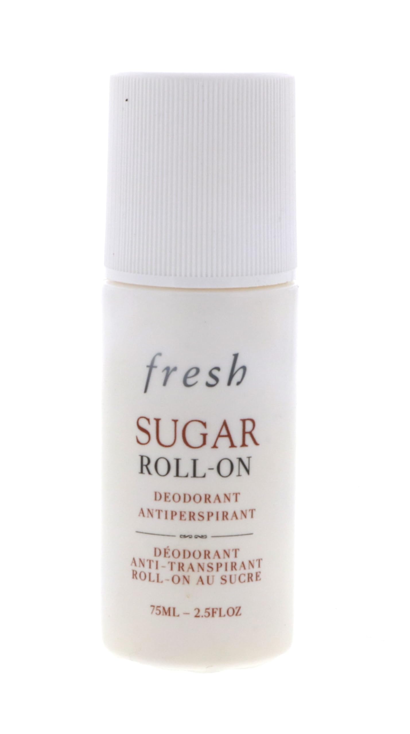 Fresh Sugar Roll-On Deodorant bottle shows a crisp, refreshing scent for all-day confidence.
