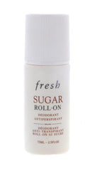 Fresh Sugar Roll-On Deodorant packaging shows the 75ml bottle and key benefits.