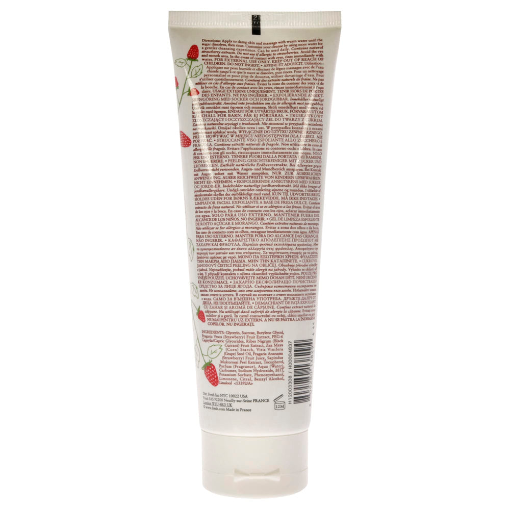 Fresh Sugar Strawberry Exfoliating Face Wash packaging tube on countertop for everyday skincare