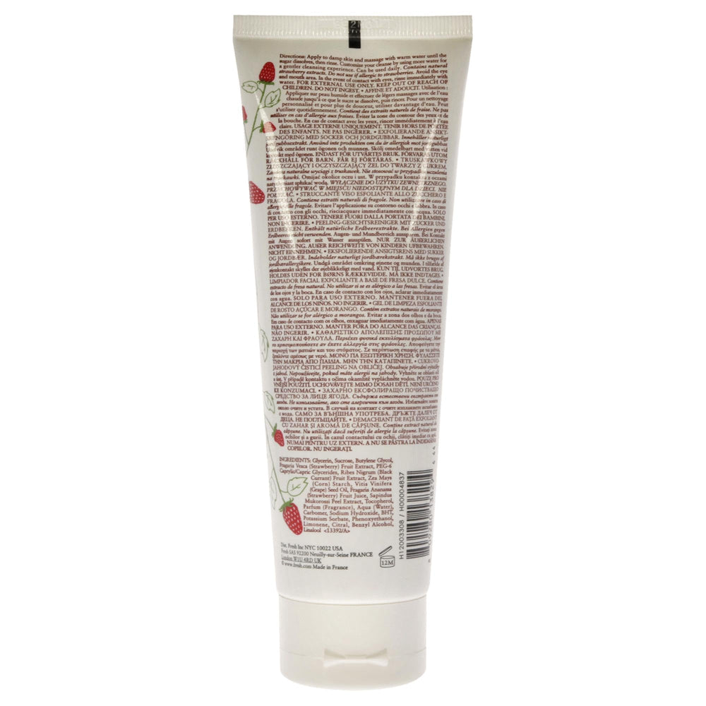 Fresh Sugar Strawberry Exfoliating Face Wash texture closeup with melting sugar crystals for polishing skin