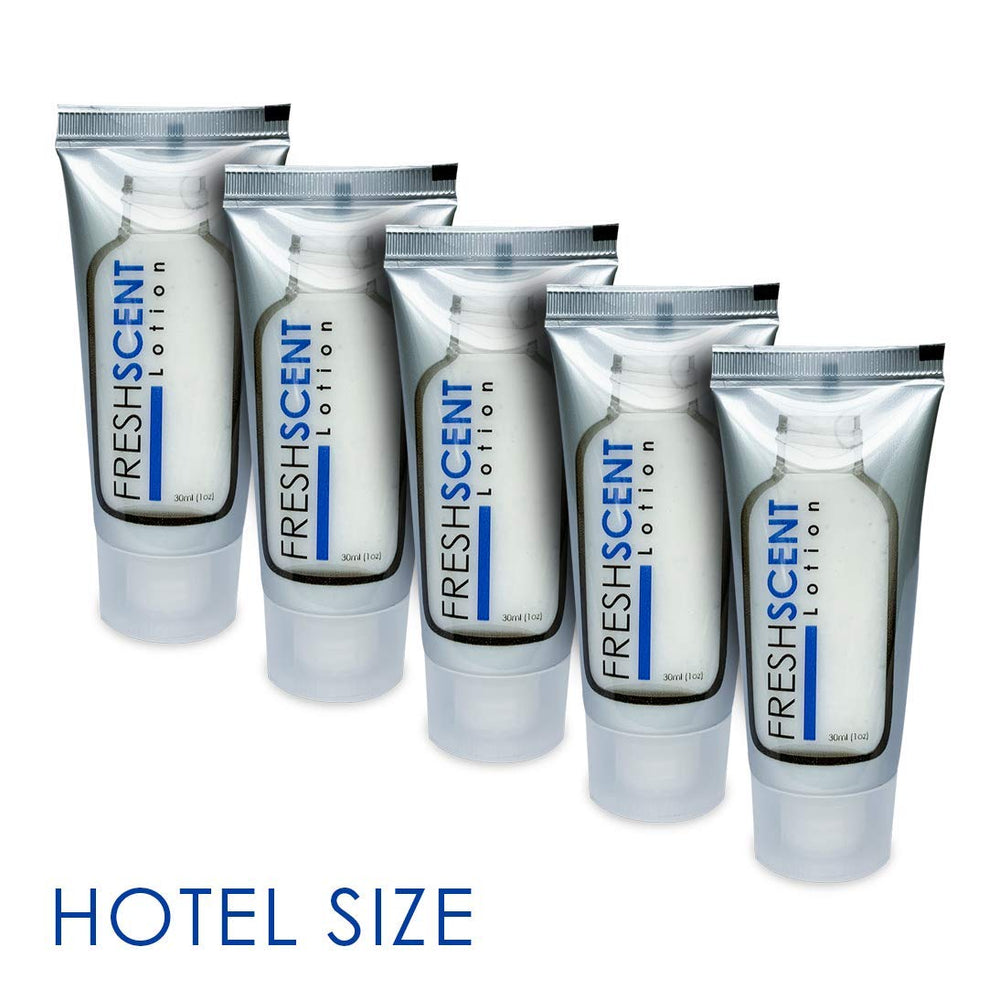 Freshscent lotion foil-seal tube indicates leakage prevention during storage and transit.