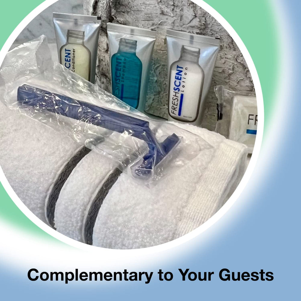 Freshscent razor in clear poly bag protecting blades and reducing finger cuts