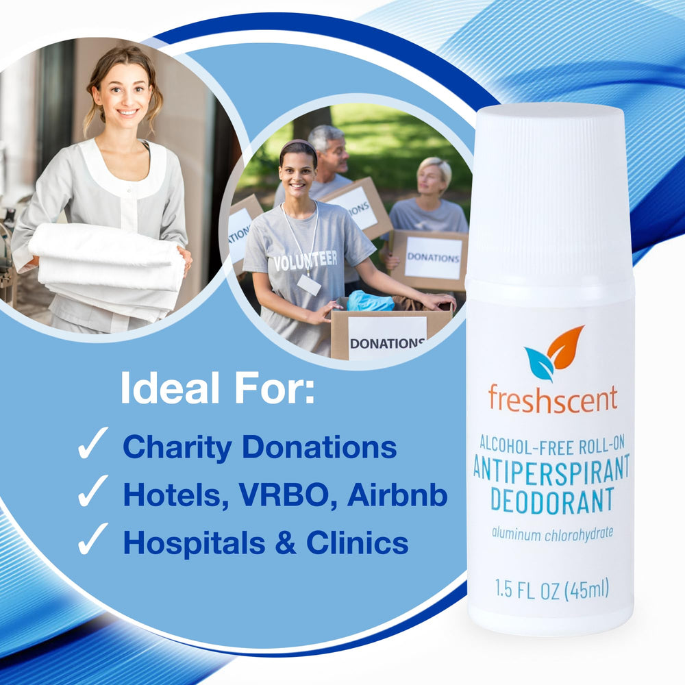 Freshscent Roll-On Deodorant pack 96 highlighting bulk value for families and teams.