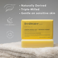 Freshwater Farm Australia creamy lather closeup supporting gentle cleansing for sensitive skin.