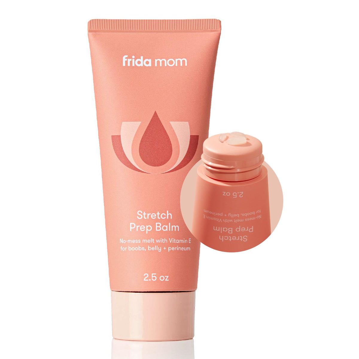 Frida Mom Stretch Mark Cream bottle image shows easy application and hydration.
