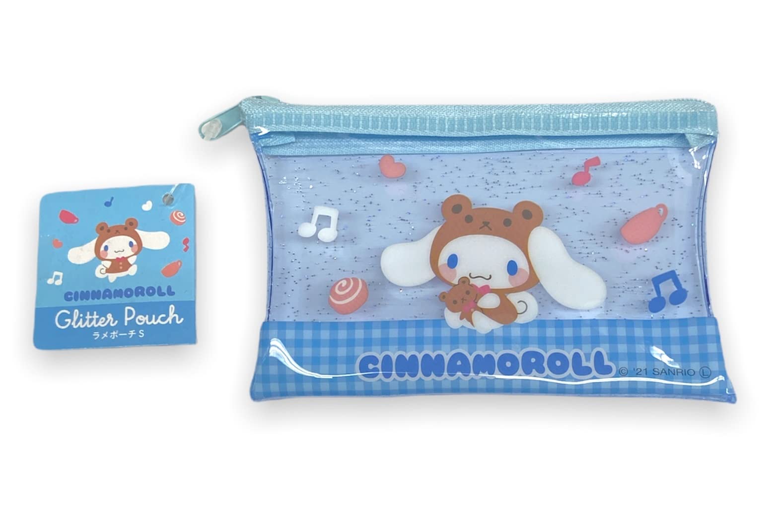 Friend Sanrio Cinnamoroll mini pouch open with items demonstrates quick access