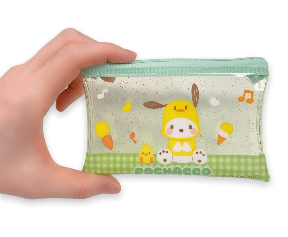 Friend Sanrio Pochacco mini pouch flat layout ideal for travel.