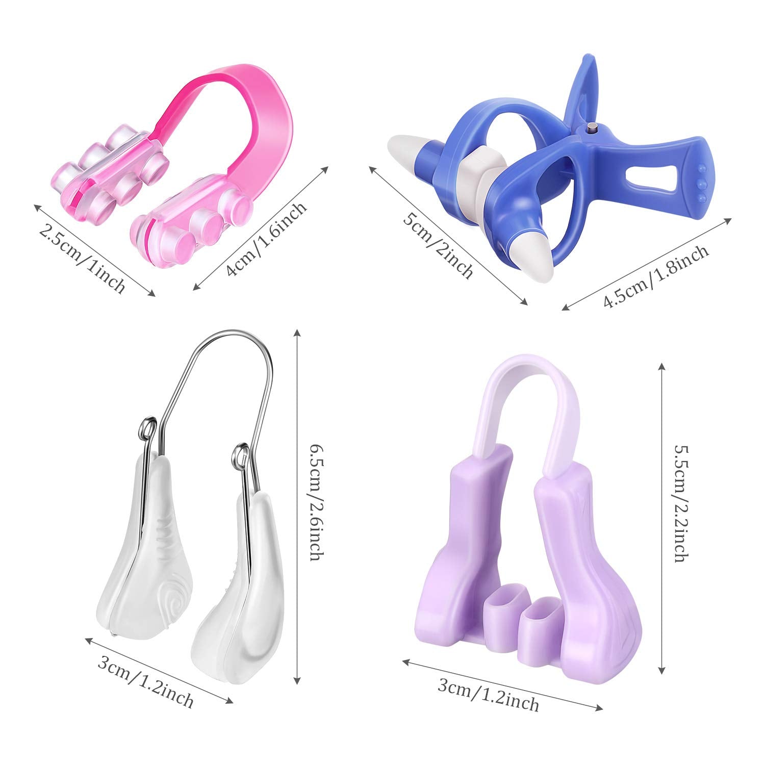 Frienda conjunto de 4 clips nariz para probar diferentes ajustes cómodos