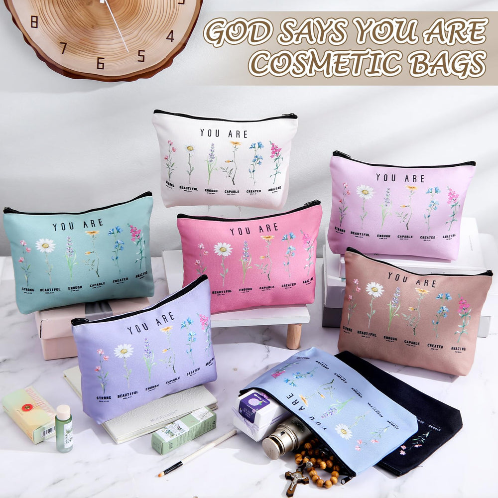 Frienda God Says You Are green floral cosmetic bag keeps essentials neat