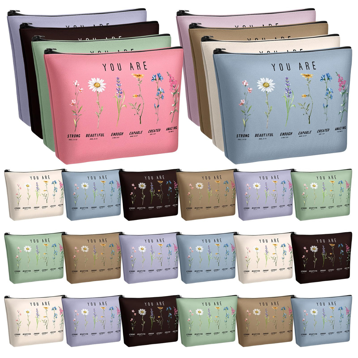 Frienda God Says You Are floral pink cosmetic bag for organized daily makeup