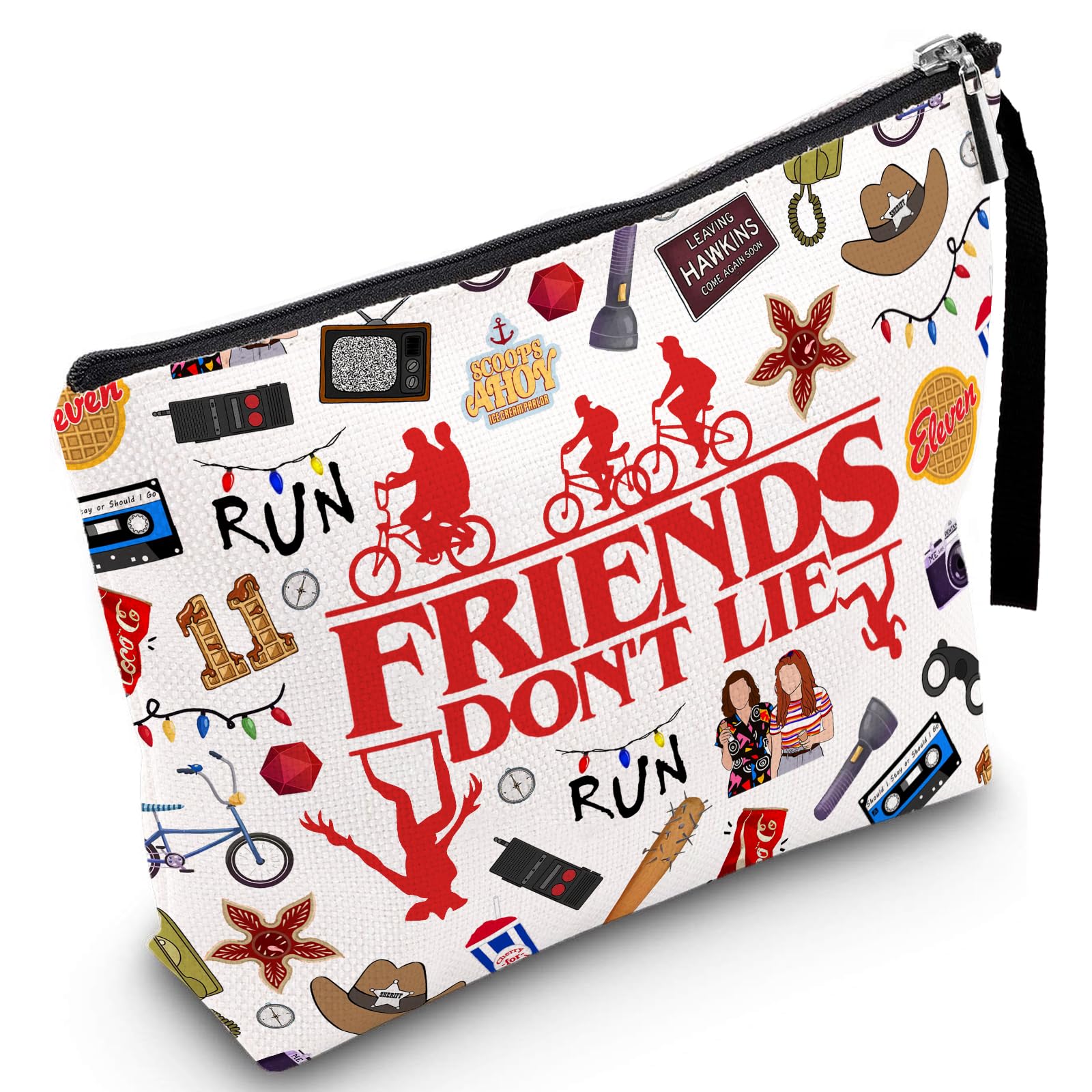 Friendship makeup bag with heart pull, easy-access zipper for travel and daily use