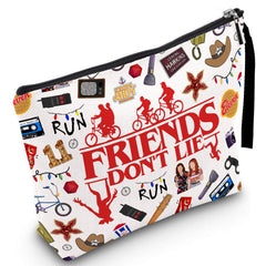 Friendship makeup bag with heart pull, easy-access zipper for travel and daily use