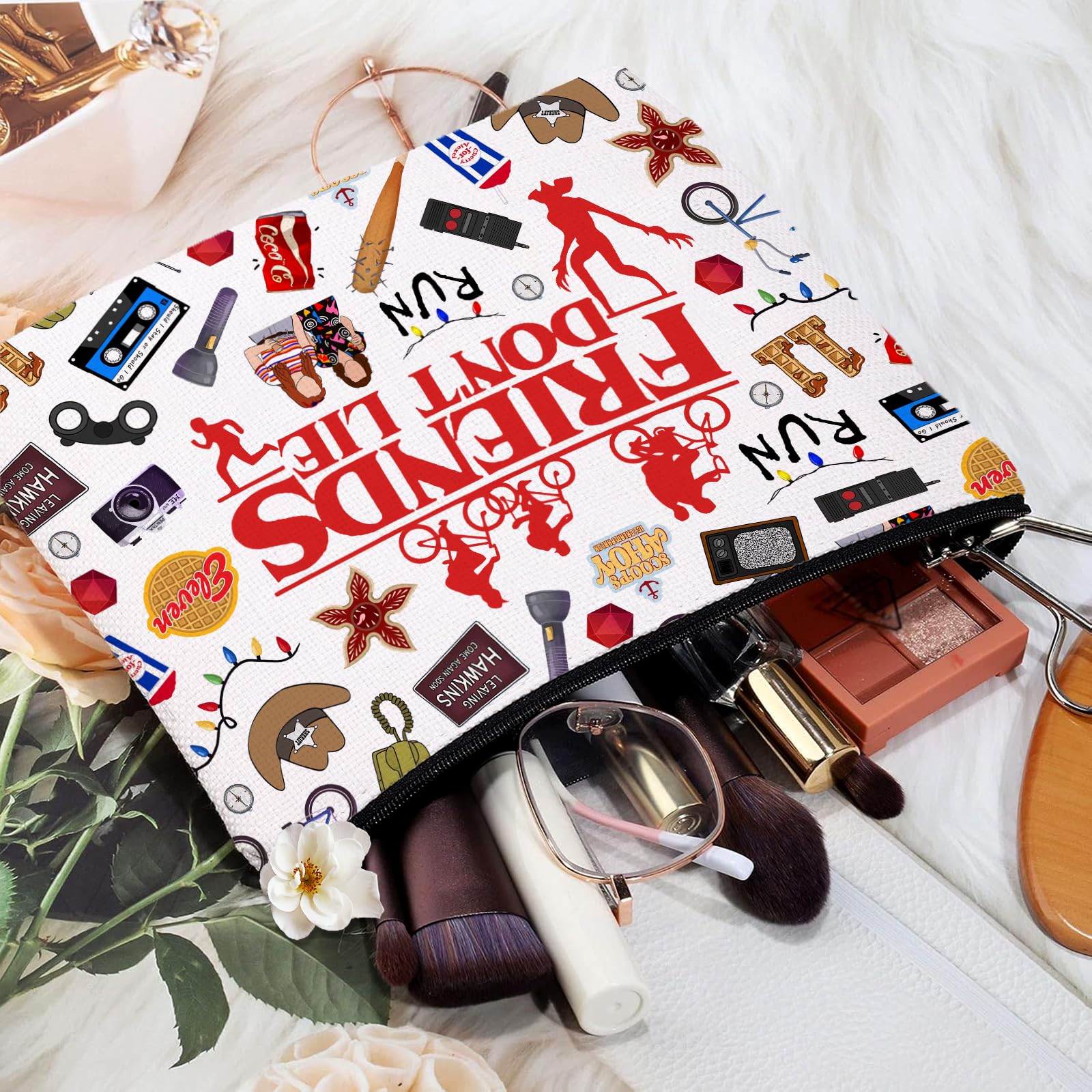 Friendship makeup bag large capacity stores cosmetics and accessories