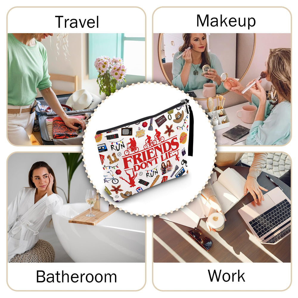 Friendship makeup bag vibrant print stands out in luggage or purses