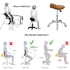 FRNIAMC saddle stool camel height adjustment shows effortless 50–75 cm customization.