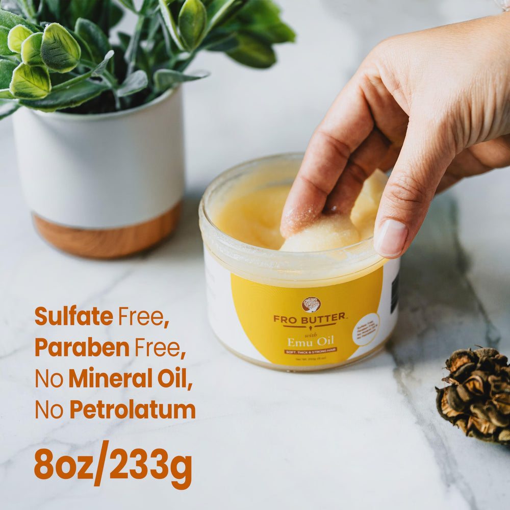 Fro Butter Emu Oil Hair Moisturizer color-treated-safe formula helps color-treated hair feel healthy.