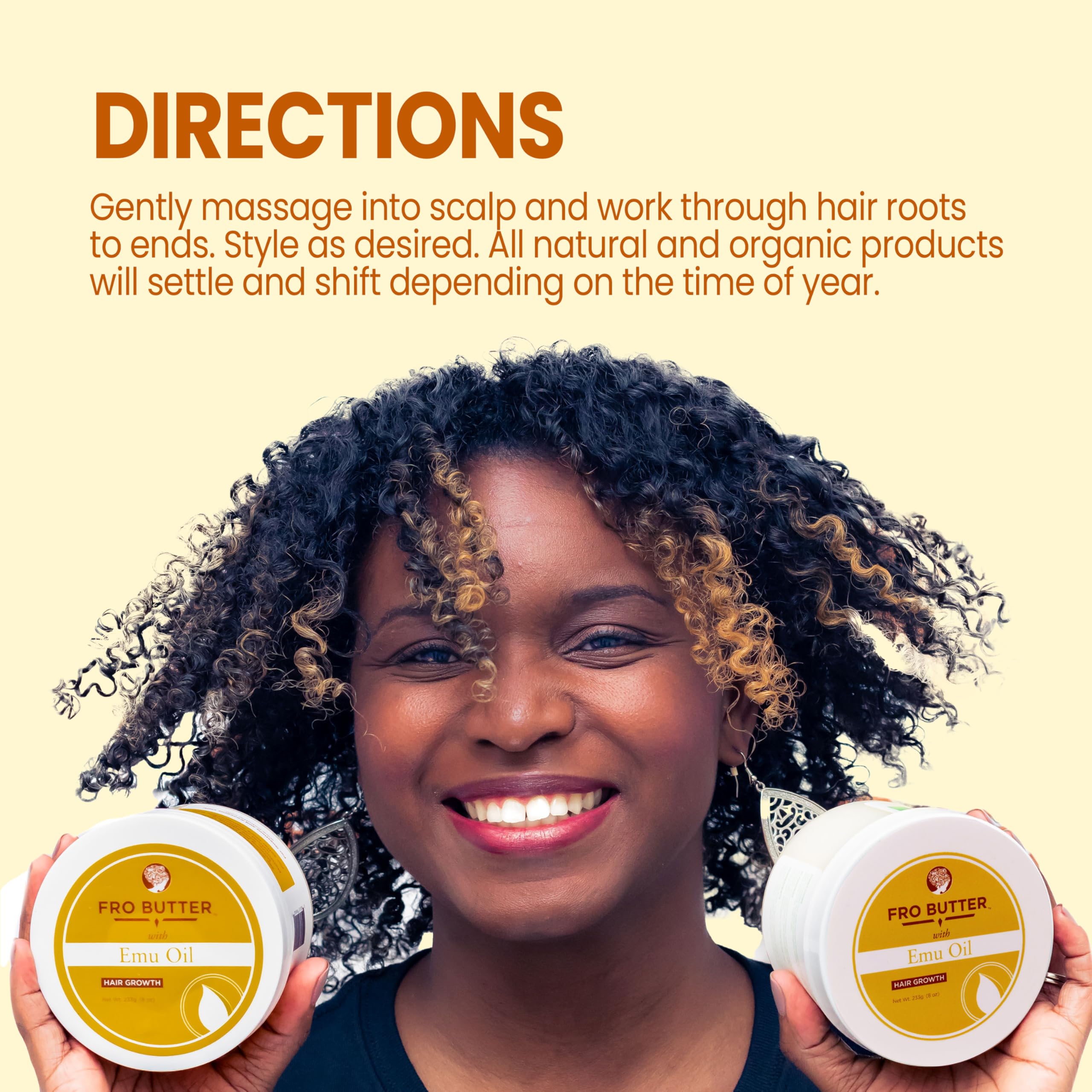 Fro Butter Emu Oil Hair Moisturizer ingredients pumpkin-seed-oil deliver vitamins A and E for scalp nourishment.