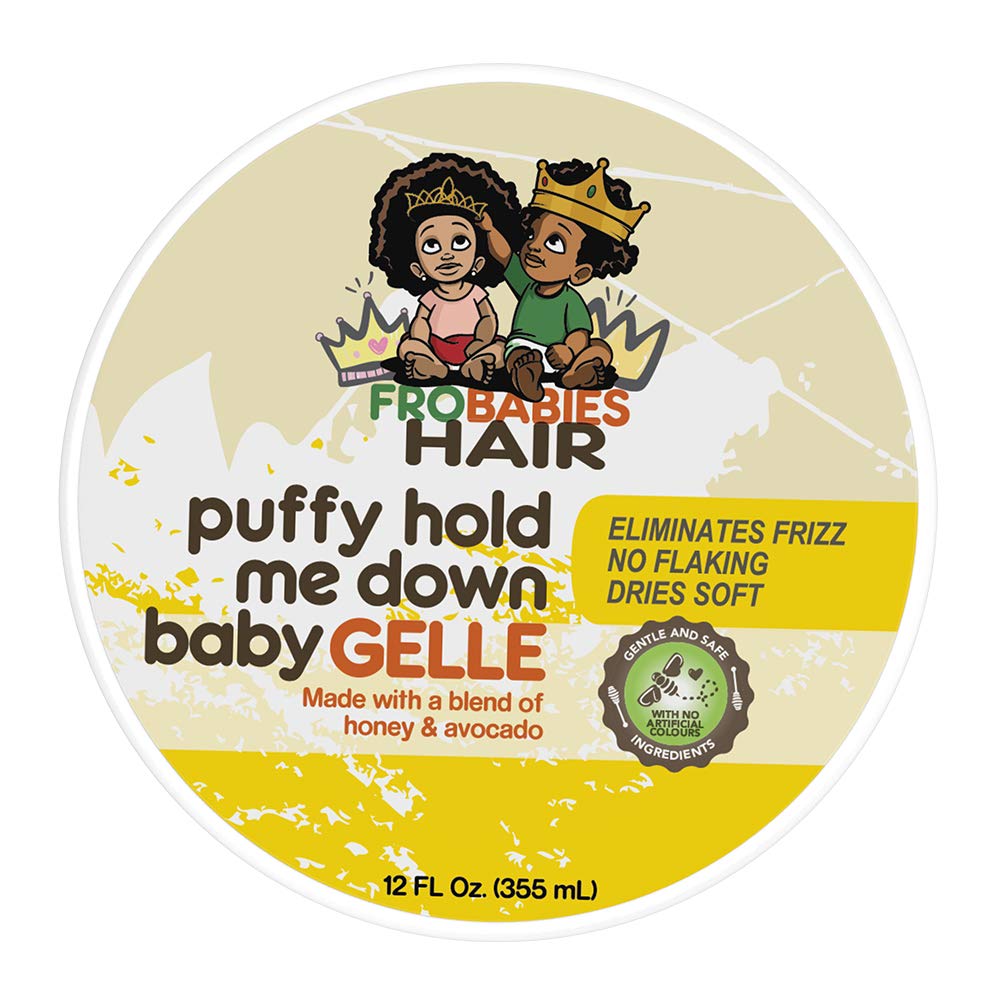 FroBabies Hair Puffy Hold Me Down Baby Gelle packaging pump for easy application.