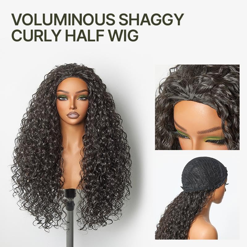 Frodio Curly Half Wig 200% density delivers fuller, bouncy curls.