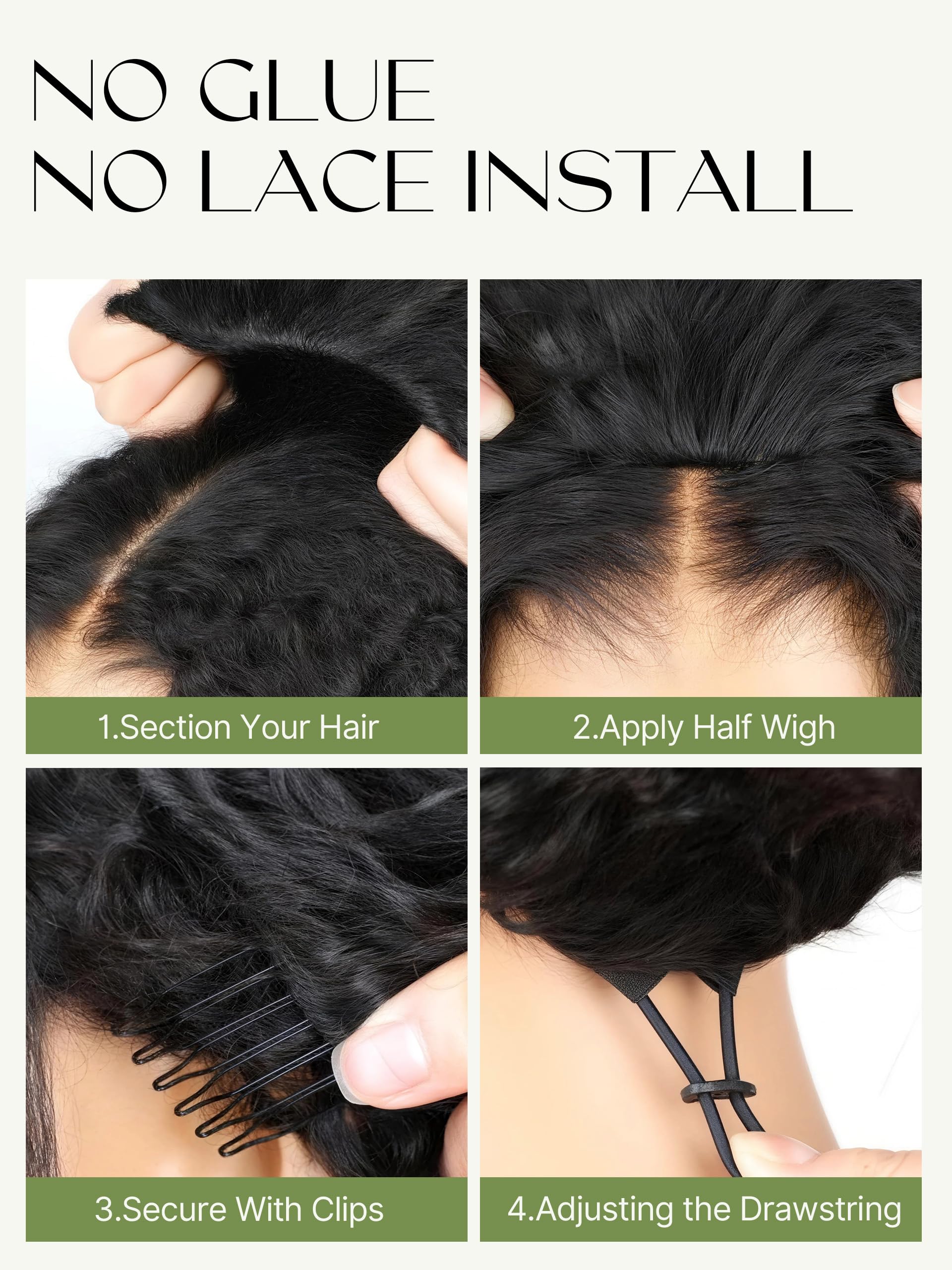 Frodio Curly Half Wig heat-safe up to 280°F for reliable styling.