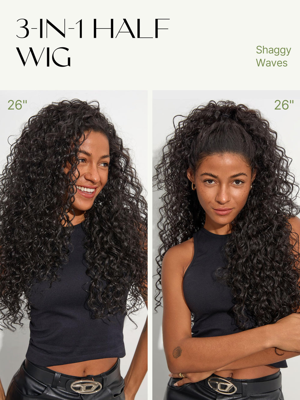 Frodio Curly Half Wig Veralux fiber curl detail highlights movement and volume.