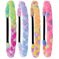FROG SAC 4 braided headbands with adjustable fit for kids and teens.