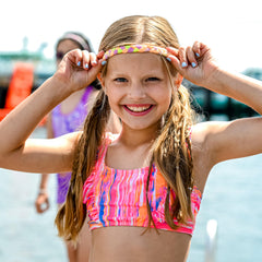 FROG SAC 4 braided headbands in rainbow tie-dye for playful style.