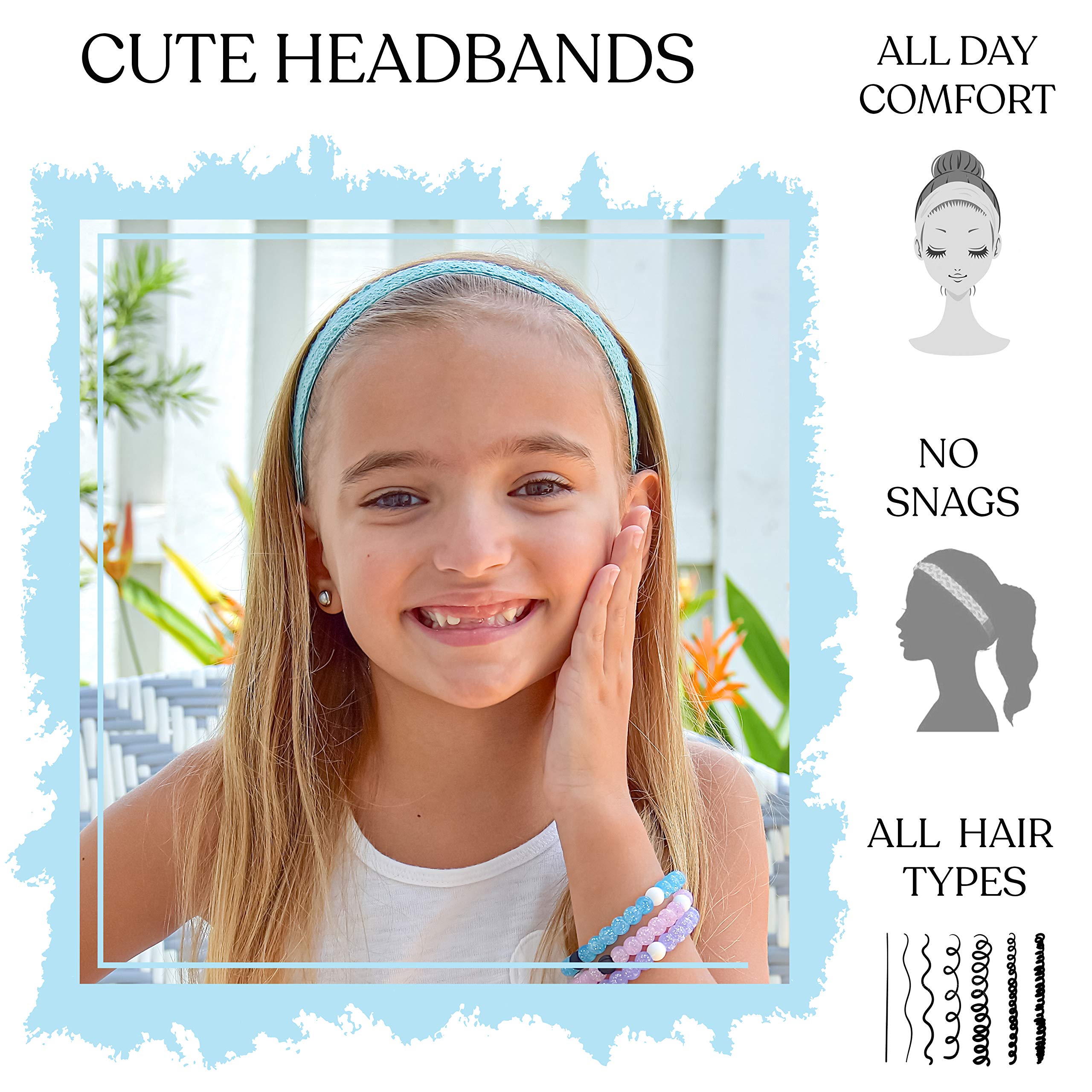 FROG SAC lace headbands feature non-slip velvet lining to stay put during active play.