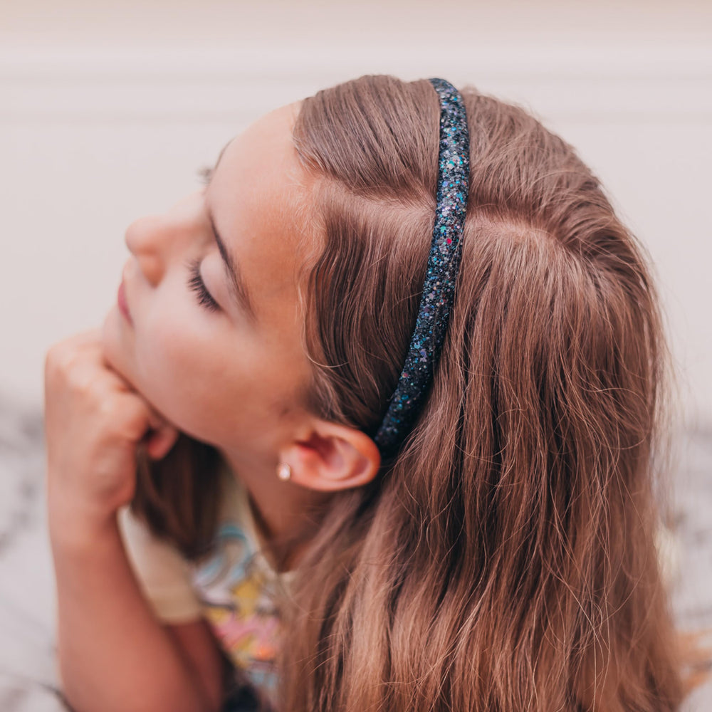 FROG SAC pink purple gold sparkle headbands showcase bold, girlish flair.