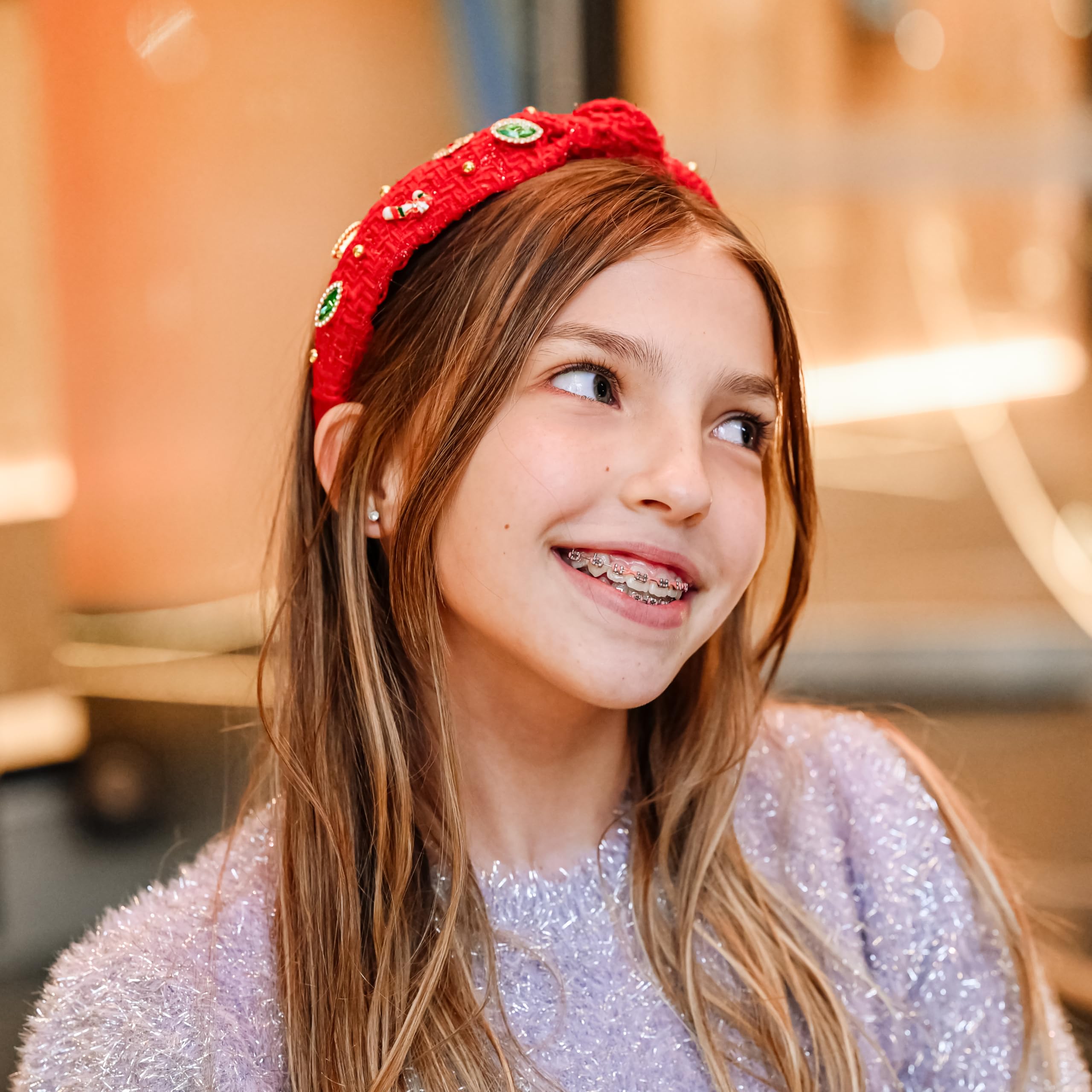 FROG SAC jewel-studded headband keeps hair back during school, parties, or family gatherings.