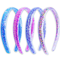 FROG SAC 4 headbands in blue glitter with comb teeth keep hair tidy during school