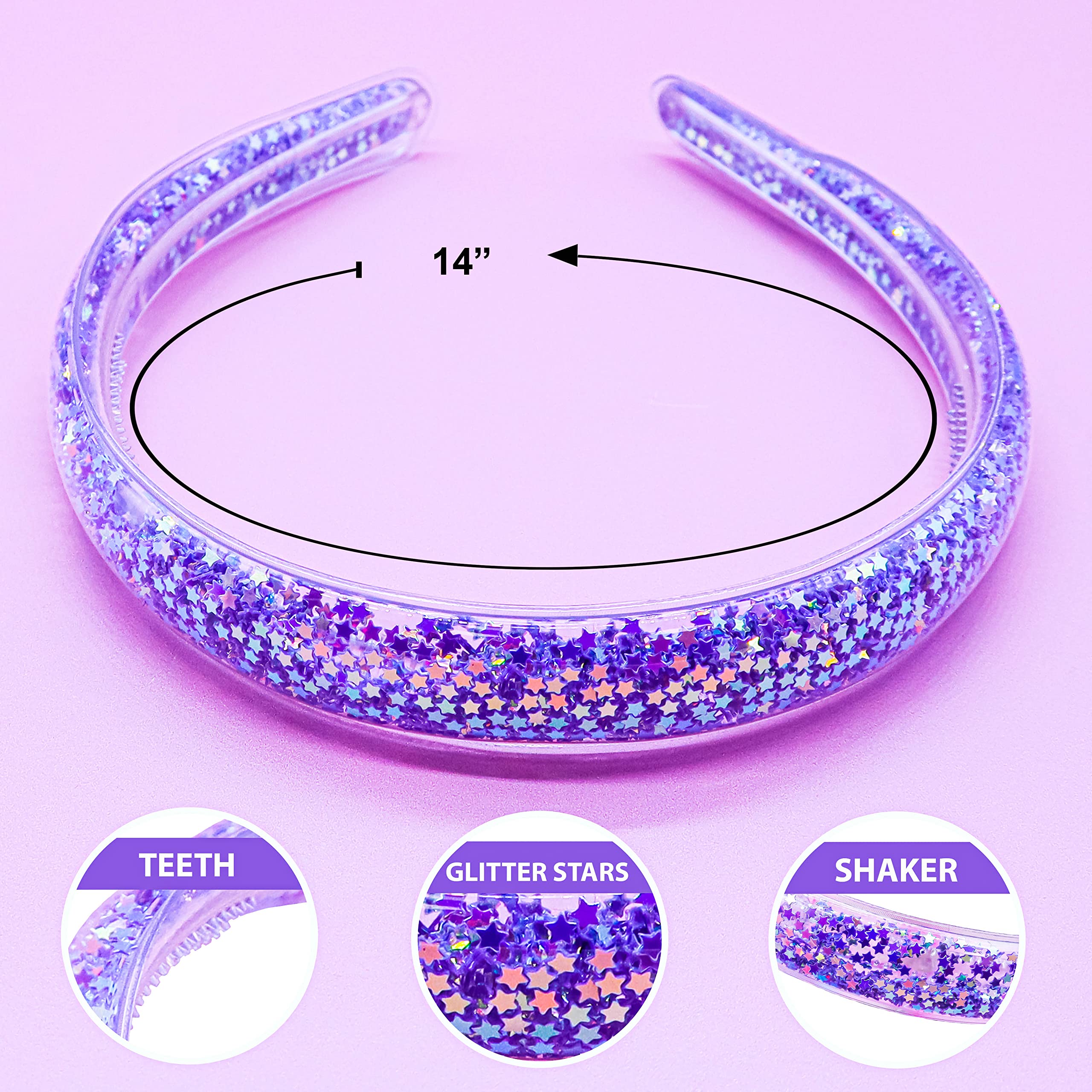 FROG SAC rainbow glitter headband with teeth keeps hair in place during play