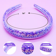 FROG SAC rainbow glitter headband with teeth keeps hair in place during play