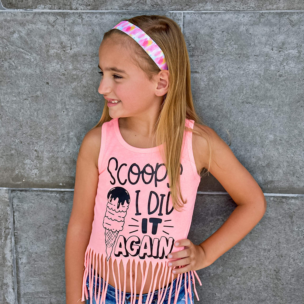 FROG SAC tie-dye headband rainbow product image demonstrates lightweight, breathable material for kids