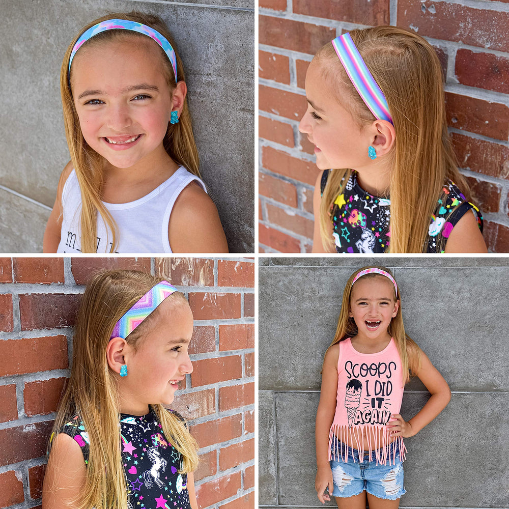 FROG SAC tie-dye headband rainbow playful styling with outfits for school and activities