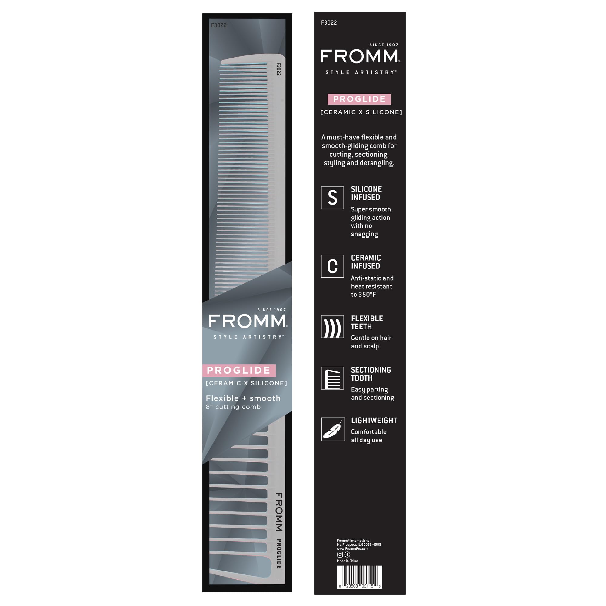 Fromm F3022 ProGlide sectioning tooth enables quick parting for crisp sections.