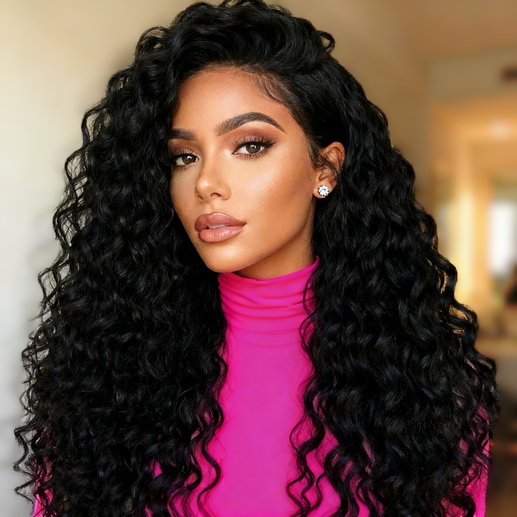 Fronbanis Deep Wave Half Wig 18-inch curly close-up for natural volume