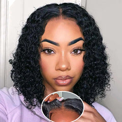 Fronbanis glueless wig on model showing deep wave texture for easy wear