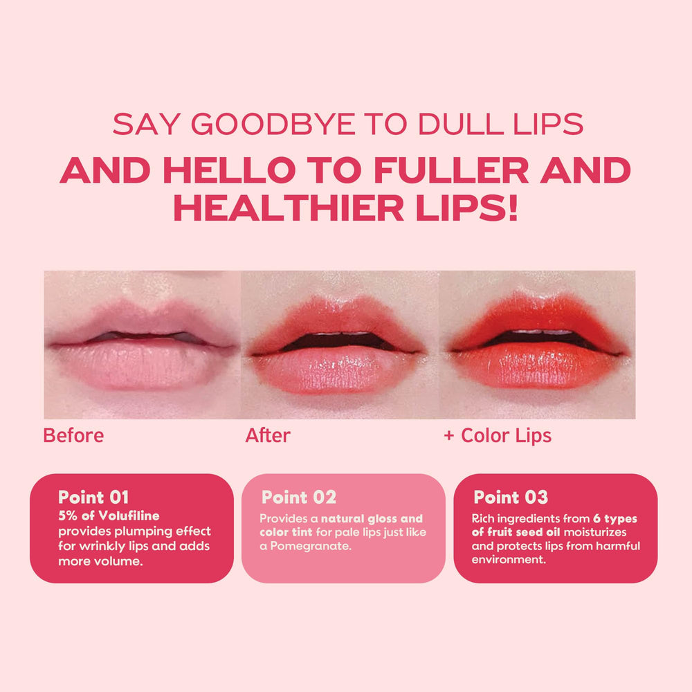 FRUDIA Pomegranate Honey Lip Balm bottle emphasizing honey extract for intense hydration