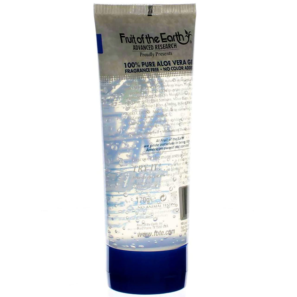 Fruit of the Earth Aloe Vera gel jar exterior for easy daily moisture
