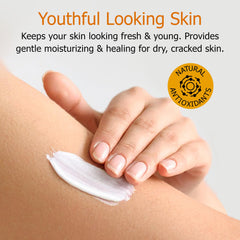 Fruit of the Earth Vitamin E Lotion bottle-cap close-up highlights gentle care for sensitive skin.