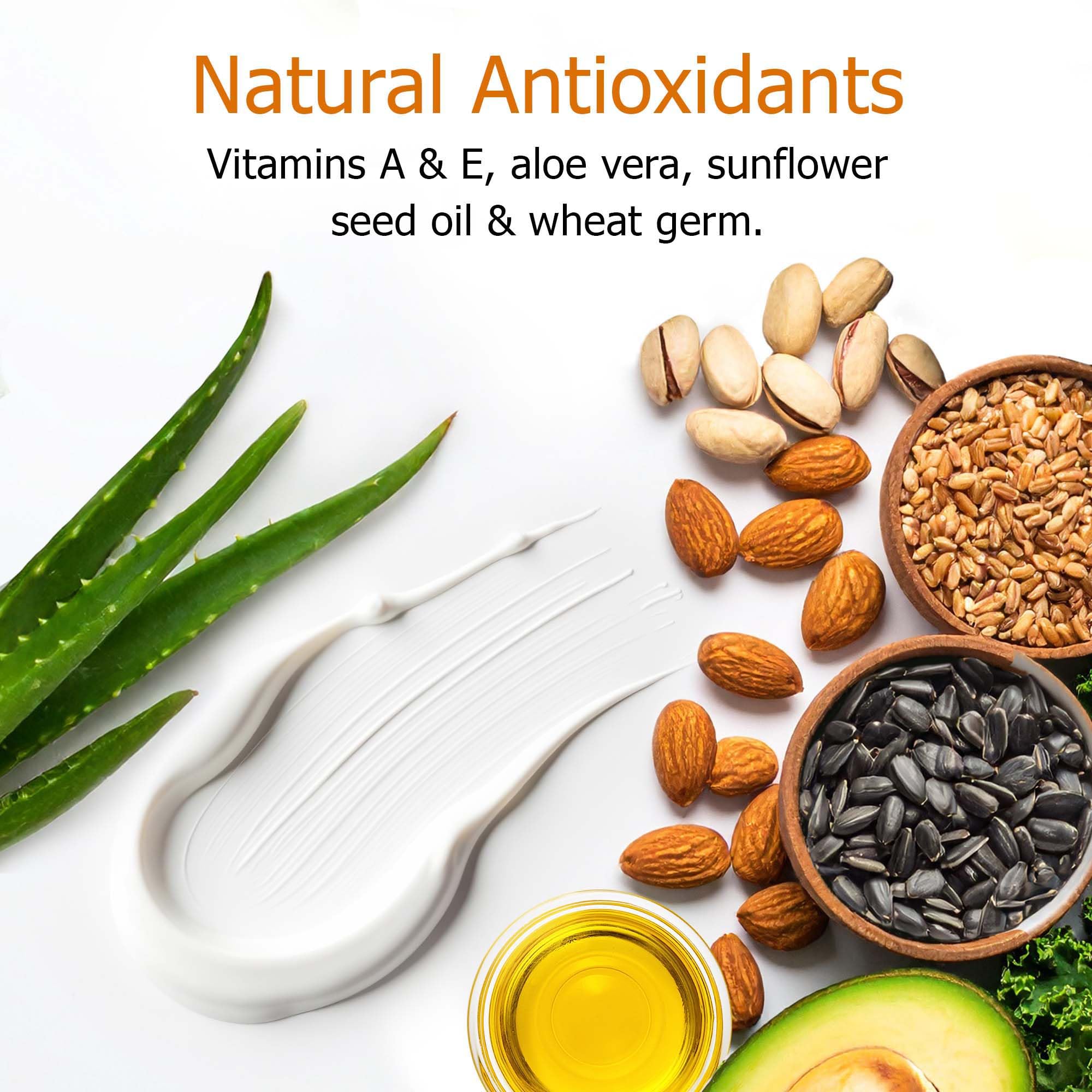 Fruit of the Earth Vitamin E Lotion texture-swatches demonstrate rich moisture for dry skin.