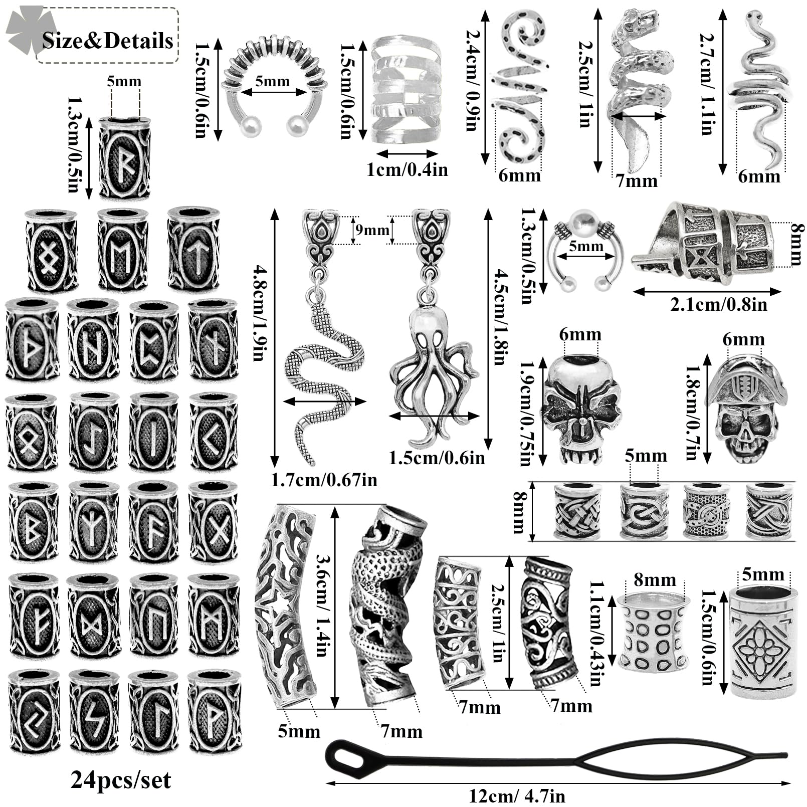 Fscwlmon Viking beard beads set adds subtle flair to locs and beards.