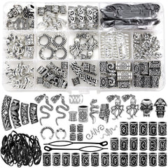 Fscwlmon Viking hair jewelry kit packaging shows organized components for quick setup.