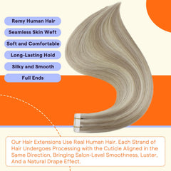 Fshine Full Shine tape-in extensions natural-look closeup shows silky seamless blend