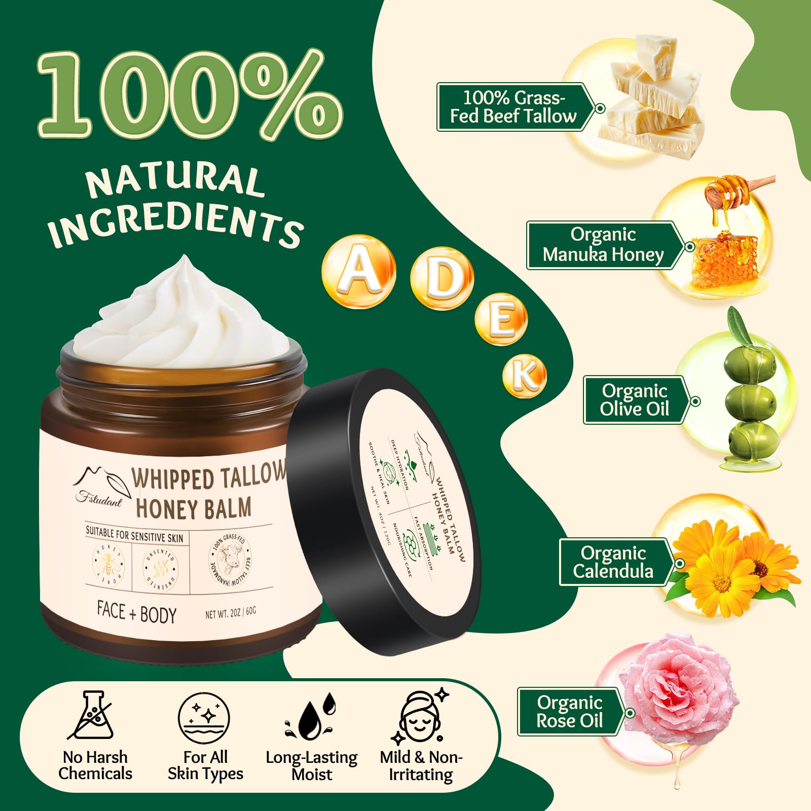 Fstudant body cream on arm demonstrates long-lasting moisture